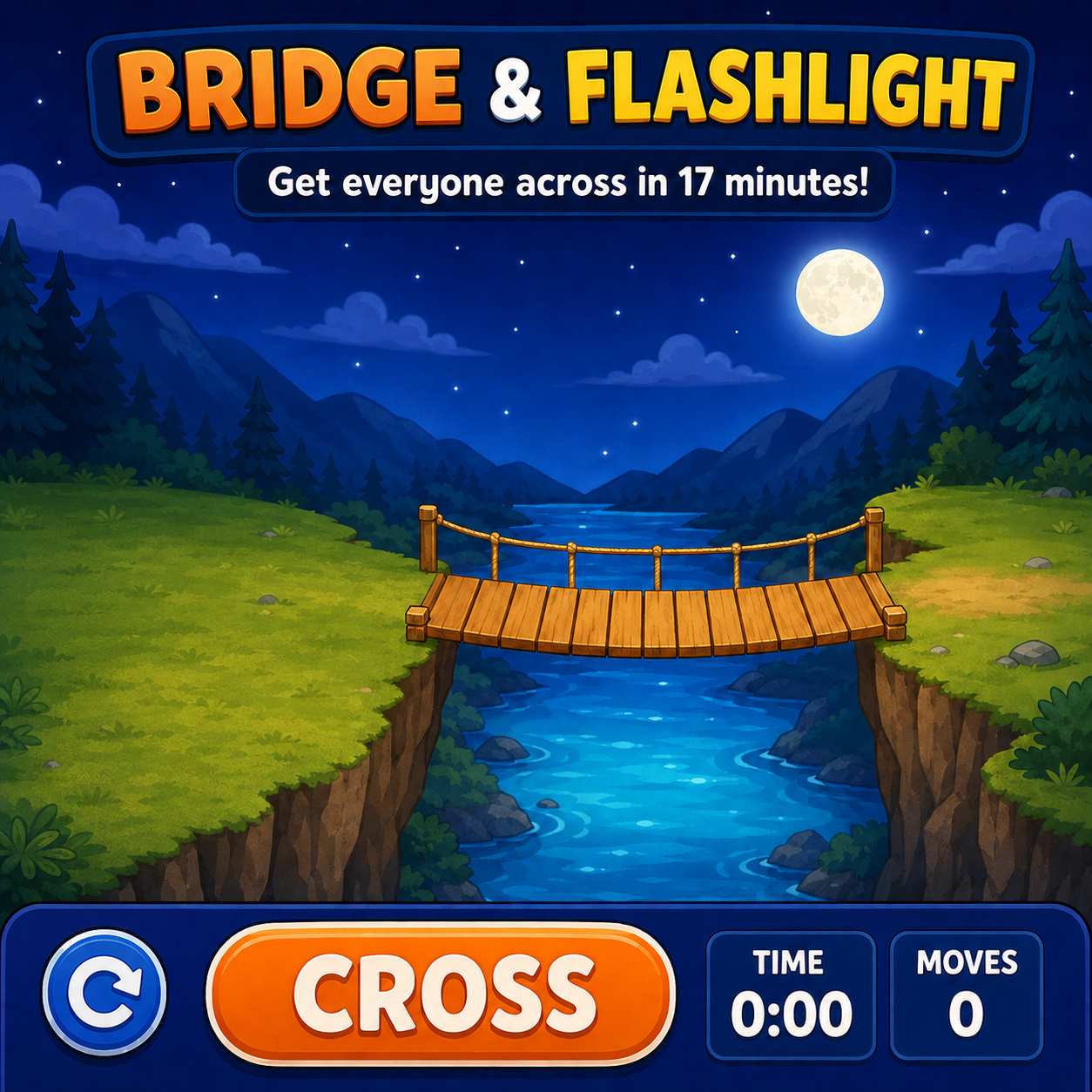 A moonlit bridge over a river