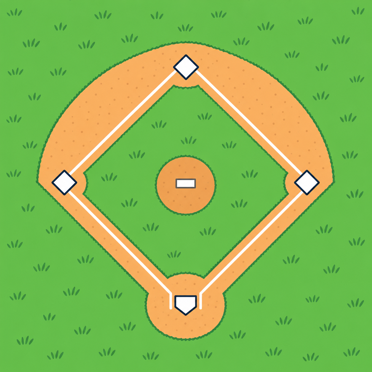 A flat overhead baseball diamond